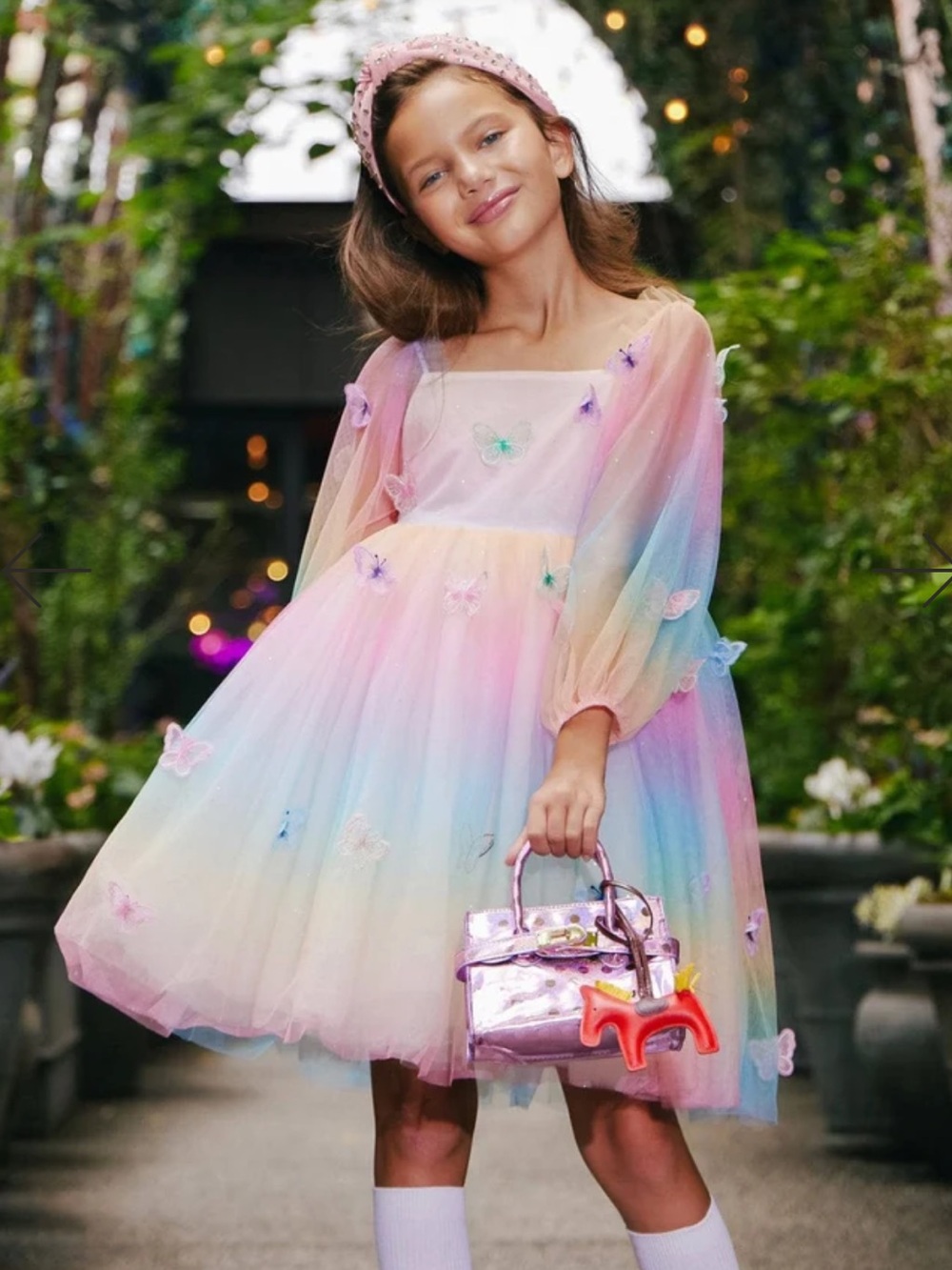 Lola + The Boys Pastel Rainbow Butterfly Tulle Dress Size 2